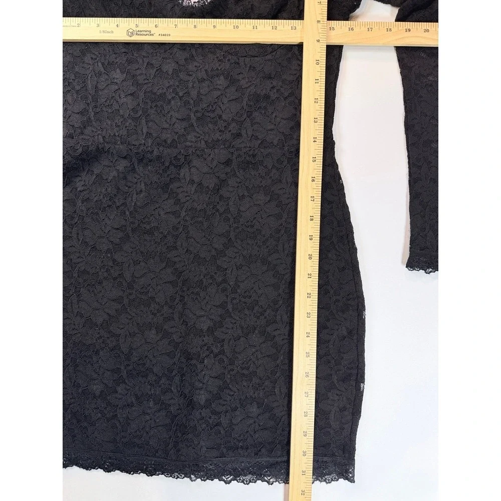 superdown Lace Mini Dress‎ Women L Black Off Shoulder Long Sleeve